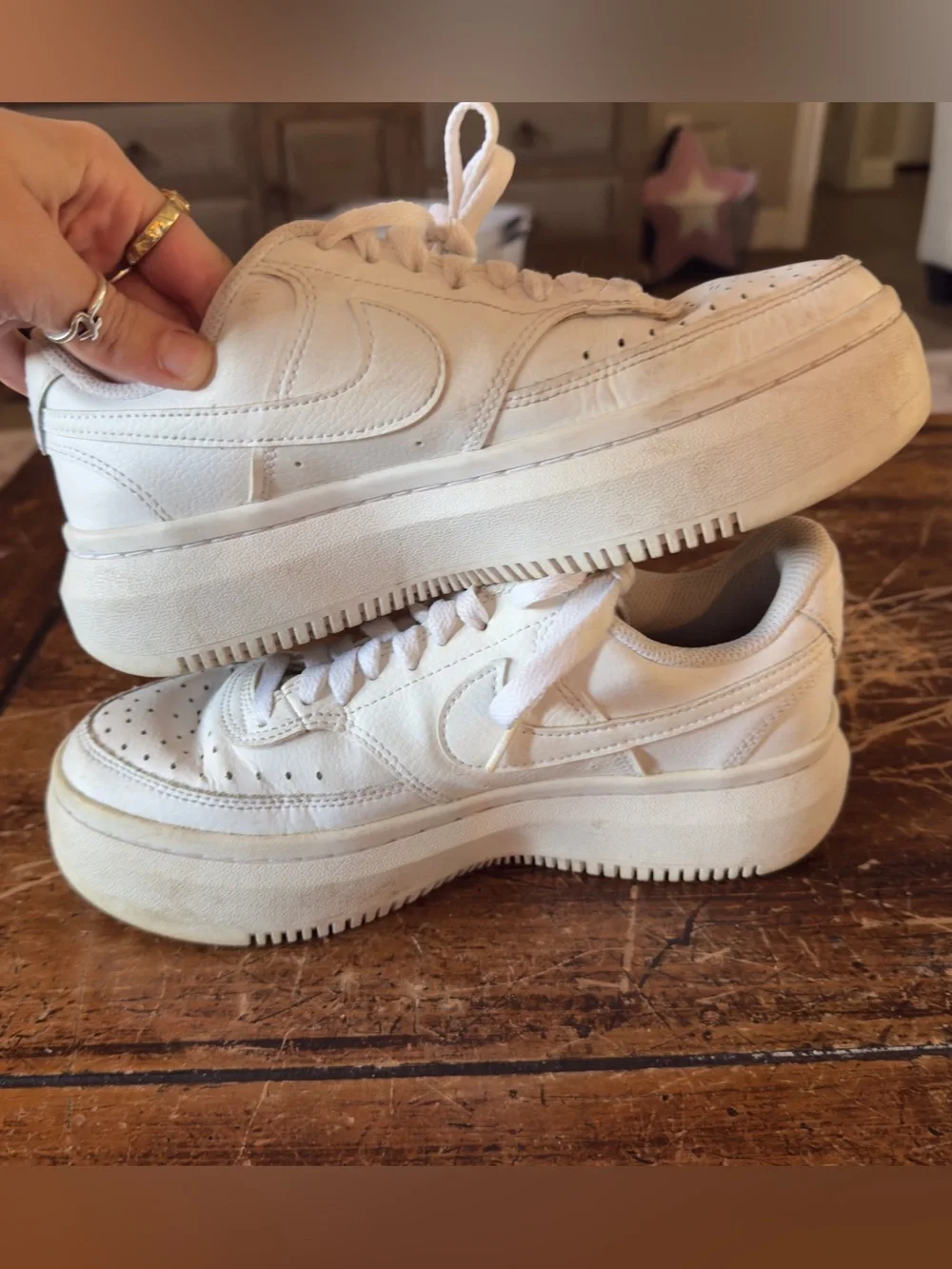White Women's Platform Sneaker - Branded Athletic Style